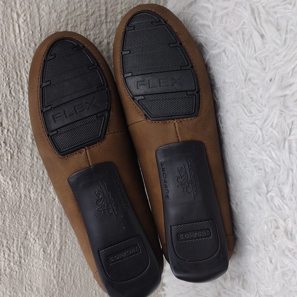 Life Stride Velocity Tan Faux Leather Almond Toe Low Wedged Heel Slip On Loafer - Picture 7 of 16